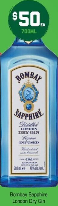 The Bottle O Bombay Sapphire London Dry Gin offer
