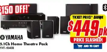 The Good Guys Yamaha 5.1Ch Home Theatre Pack YHT-1840B offer