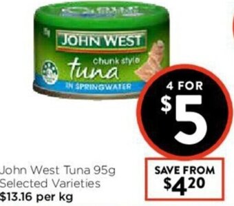 Foodworks John West Tuna 95g offer