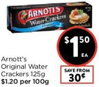 Foodworks Arnott's Original Water Crackers 125g offer