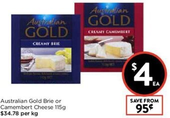 Foodworks Australian Gold Brie Or Camembert Cheese 115g offer