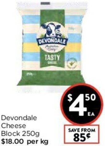 Foodworks Devondale Cheese Block 250g offer