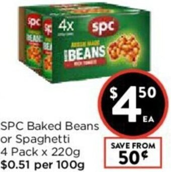 Foodworks SPC Baked Beans Or Spaghetti offer