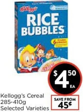 Foodworks Kellogg's Cereal 285-410g offer