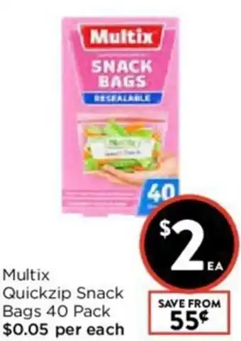 Foodworks Multix Quickzip Snack Bags offer