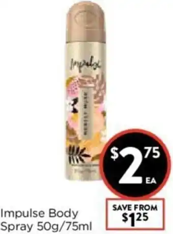 Foodworks Impulse Body Spray 50g/75ml offer