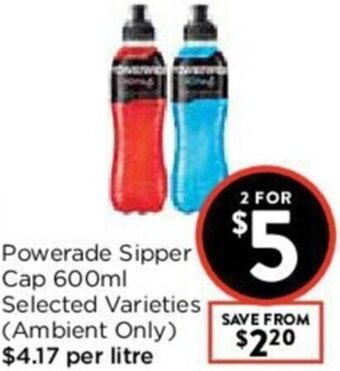 Foodworks Powerade Sipper Cap 600ml offer