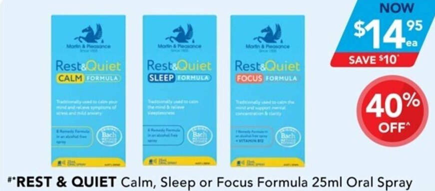 Amcal Pharmacies Rest & Quier Calm, Sleep Or Focus Formula 25ml Oral Spray offer