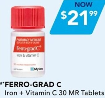 Amcal Pharmacies Ferro-Grad C Iron + Vitamin C 30 MR Tablets offer