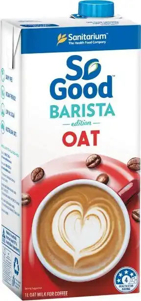 Woolworths Sanitarium So Good Barista Oat or Almond Long Life Milk 1 Litre offer