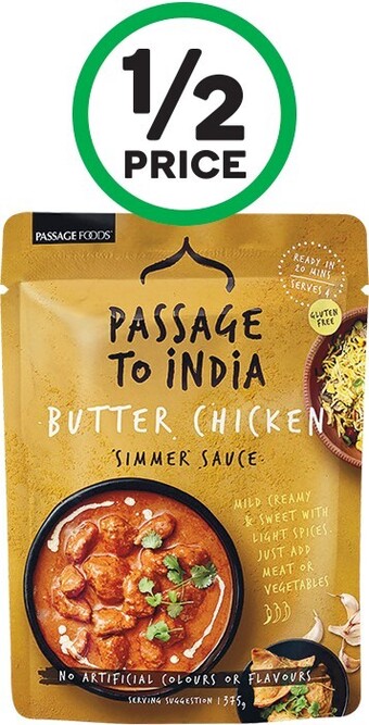 Woolworths Passage to India Simmer Sauces 375g offer