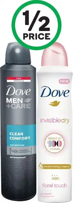 Woolworths Dove Aerosol Antiperspirant Deodorant 250-254ml offer