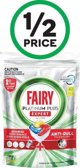 Woolworths Fairy Platinum Plus Dishwashing Tablets Pk 42 offer