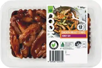 Woolworths Woolworths COOK Honey Soy Chicken Breast Stir-fry Strips 500g with RSPCA Approved Chicken offer