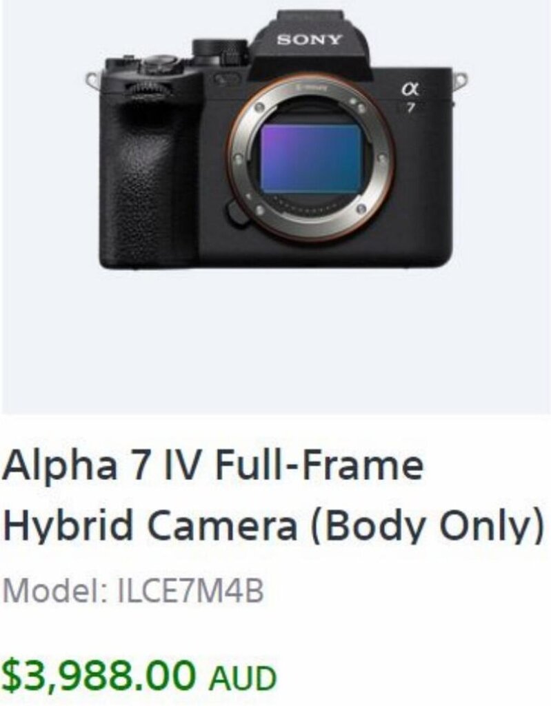 Sony Alpha 7  IV Full-Frame Hybrid Camera ILCE7M4B offer