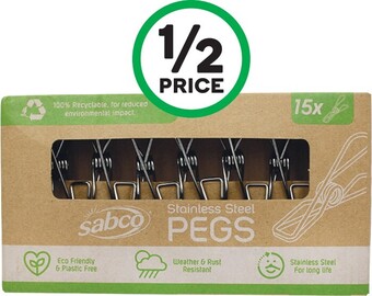 Woolworths Sabco Stainless Steel Pegs Pk 15 offer