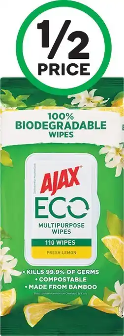 Woolworths Ajax Eco Multipurpose Antibacterial Wipes Pk 110 offer