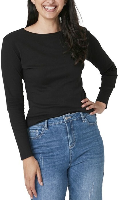 BIG W Brilliant Basics Womens Long Sleeve Rib Tee - Black offer
