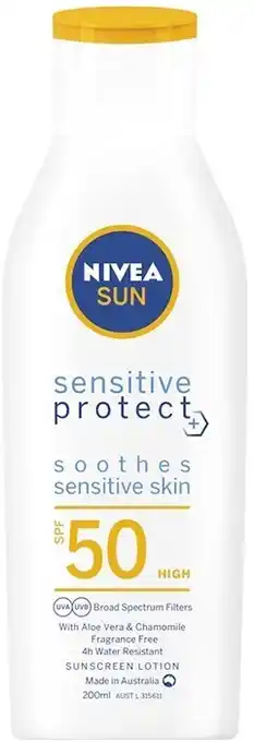 BIG W Nivea SUN Sensitive Protect Sunscreen Lotion SPF50 200ml offer