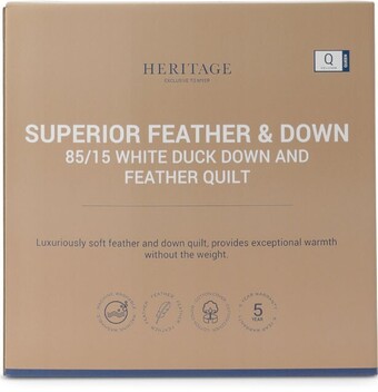 Myer Heritage 85/15 White Duck Down and Feather Quilt offer