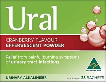 Ural Cranberry Flavour Effervescent Powder 28 Sachets