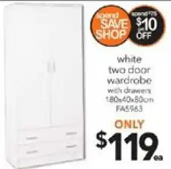 Cheap as Chips White Two Door Wardobe FA5963 offer