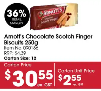 Campbells Wholesale Arnott's Chocolate Scotch Finger Biscuits 250g offer