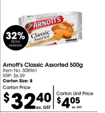 Arnott's Classic Assorted 500g