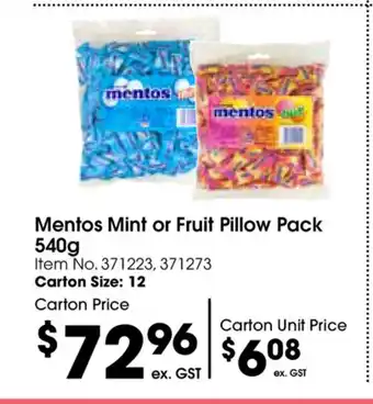 Campbells Wholesale Mentos Mint or Fruit Pillow Pack 540g offer