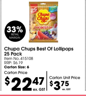 Campbells Wholesale Chupa Chups Best Of Lollipops 25 Pack offer