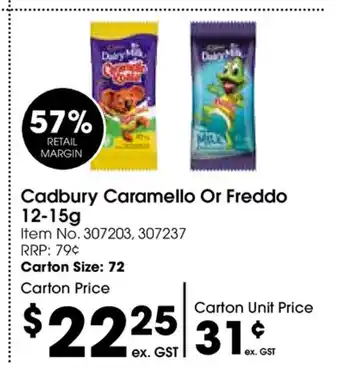 Campbells Wholesale Cadbury Caramello or Freddo 12-15g offer