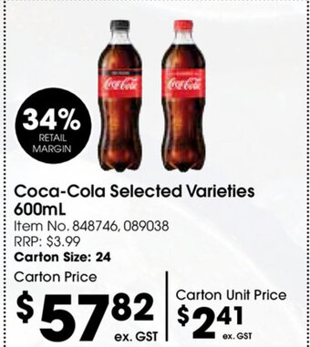 Campbells Wholesale Coca-Cola Selected Varieties 600ml offer