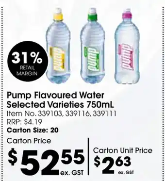 Campbells Wholesale Pump Flavoured Water Selected Varieties 750ml offer