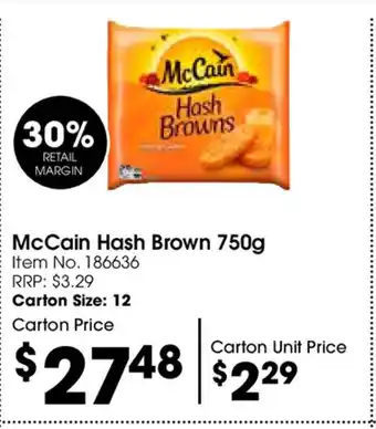 Campbells Wholesale McCain Hash Brown 750g offer