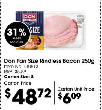 Campbells Wholesale Don Pan Size Rindless Bacon 250g offer