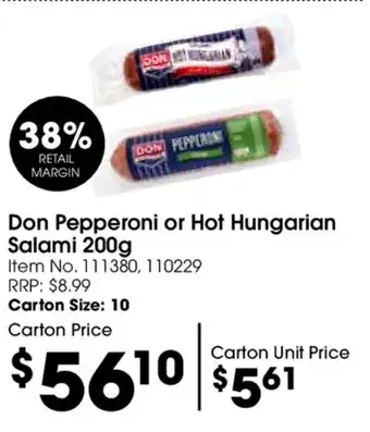 Don Pepperoni or Hot Hungarian Salami 200g