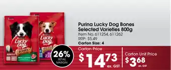 Campbells Wholesale Purina Lucky Dog Bones Selected Varieties 800g offer