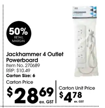 Jackhammer 4 Outlet Powerboard