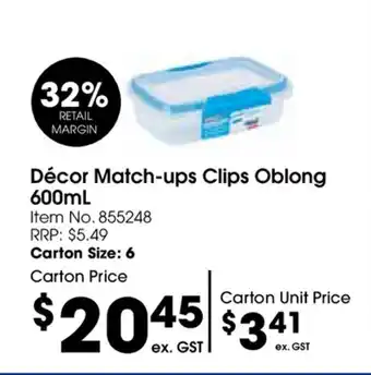 Décor Match-Ups Clips Oblong 600ml