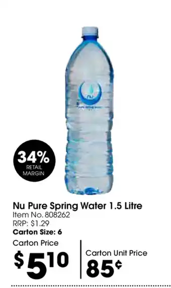 Campbells Wholesale Nu Pure Spring 1.5 Litre offer