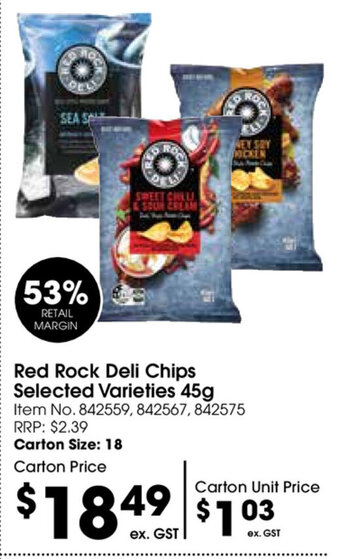 Campbells Wholesale Red Rock Deli Chips Selected Varieties 45g offer