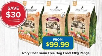 PetO Ivory Coat Grain Free Dog Food 13kg Range offer