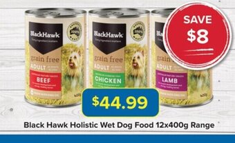 PetO Black Hawk Holistic Wet Dog Food 12x400g Range offer