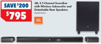 Harvey Norman JBL 5.1 Channel Soundbar With Wireless Subwoofer And Detachable Rear Speakers offer
