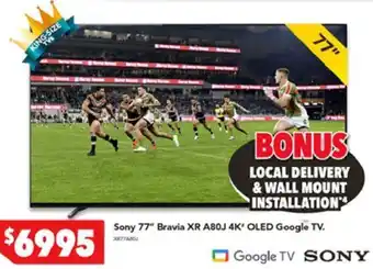 Sony 77" Bravia XR A80J 4K OLED Google Tv