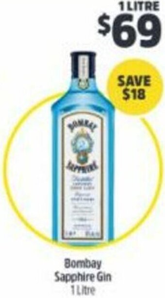 BWS Bombay Sapphire Gin 1 Litre offer