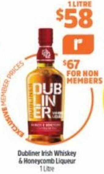 BWS Dubliner Irish Whiskey & Honeycomb Liqueur 1 Litre offer