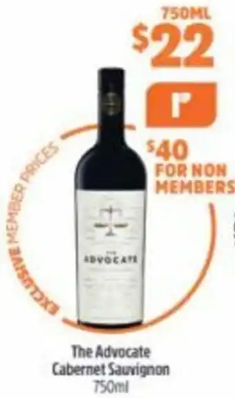 BWS The Advocate Cabernet Sauvignon 750ml offer