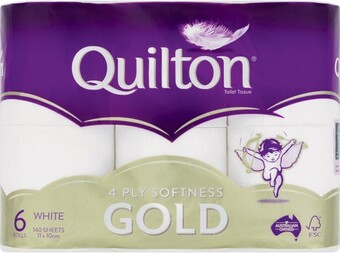 Quilton Gold Toilet Tissue 4 Ply 6 Pack