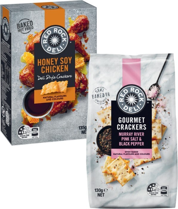 Red Rock Deli Gourmet or Deli Style Flavoured Crackers 130g135g offer